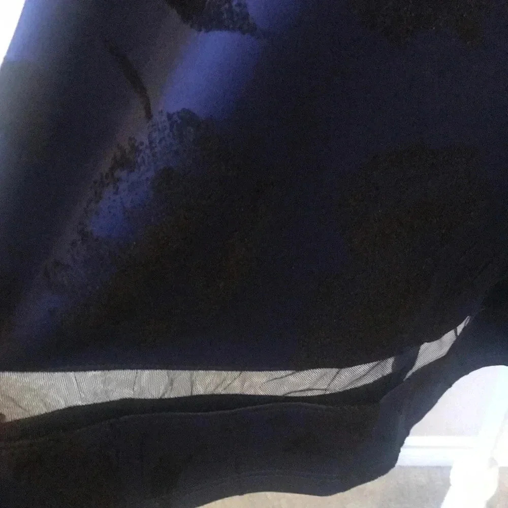 NWOT Faith and Joy by Monteau Navy/Black Floral Skirt w/Sheer Accent Hem- XL - Picture 7 of 9